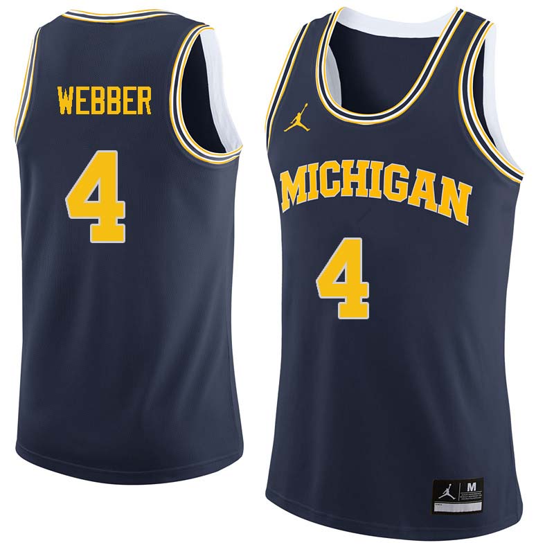 Men #4 Chris Webber Michigan Wolverines College Basketball Jerseys Sale-Navy - Click Image to Close